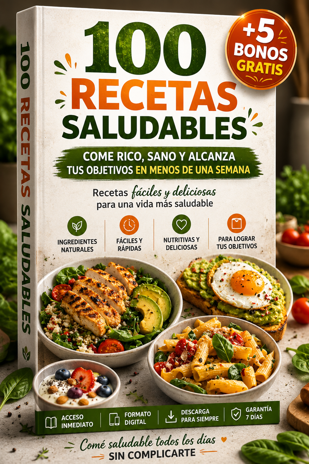 Cocina con Equilibrio | Ebook de 100 Recetas Saludables + 5 Bonos Exclusivos